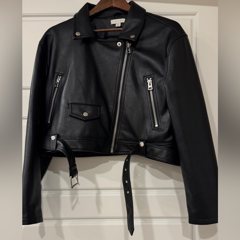 Topshop Black Leather Biker Jacket